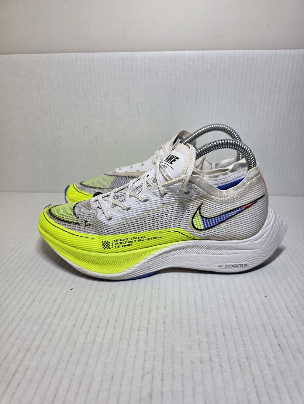 Nike ZoomX Vaporfly Next% 2 White Volt Blue Women Size 7.5
